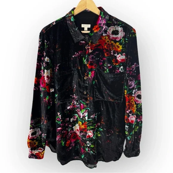 🔴SOLD🔴Anthropologie Pilcro Hadley Relaxed Buttondown Shirt: Velvet Edition Large - Picture 5 of 11